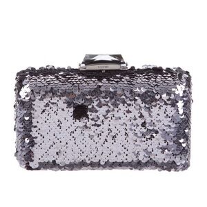 Kotur Sequin Espy Minaudiere Clutch Glitter Crossbody Y2K Silver Glam